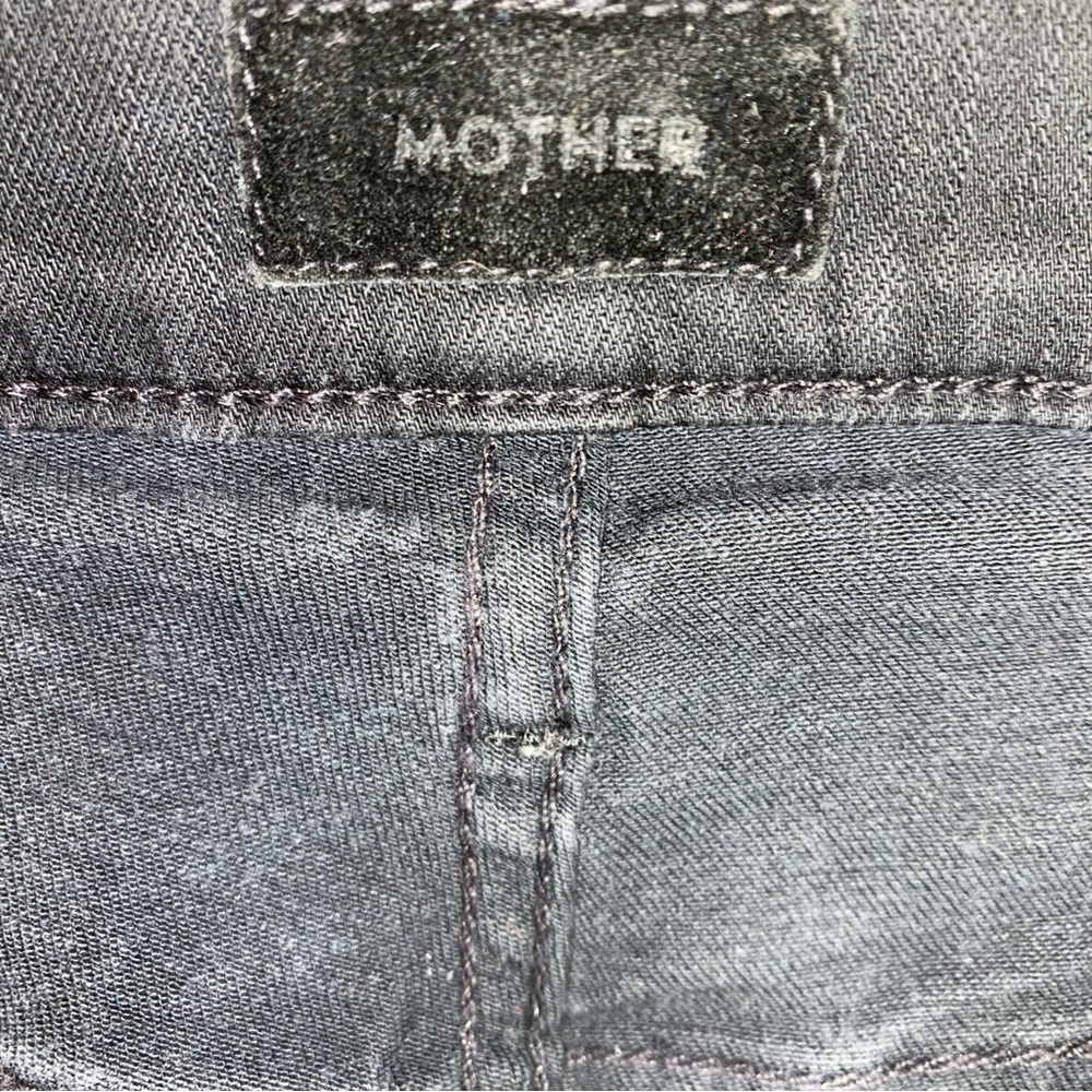 Mother Insider Crop Step Fray High Rise Asymmetrical Raw Hem Jeans in Not Guilty - Picture 8 of 10